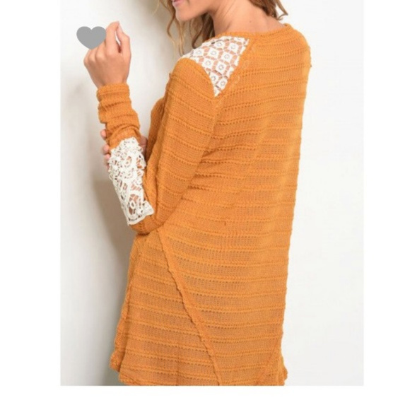 NWT Long Sleeve Lace Waffle Tunic Top - Picture 2 of 4